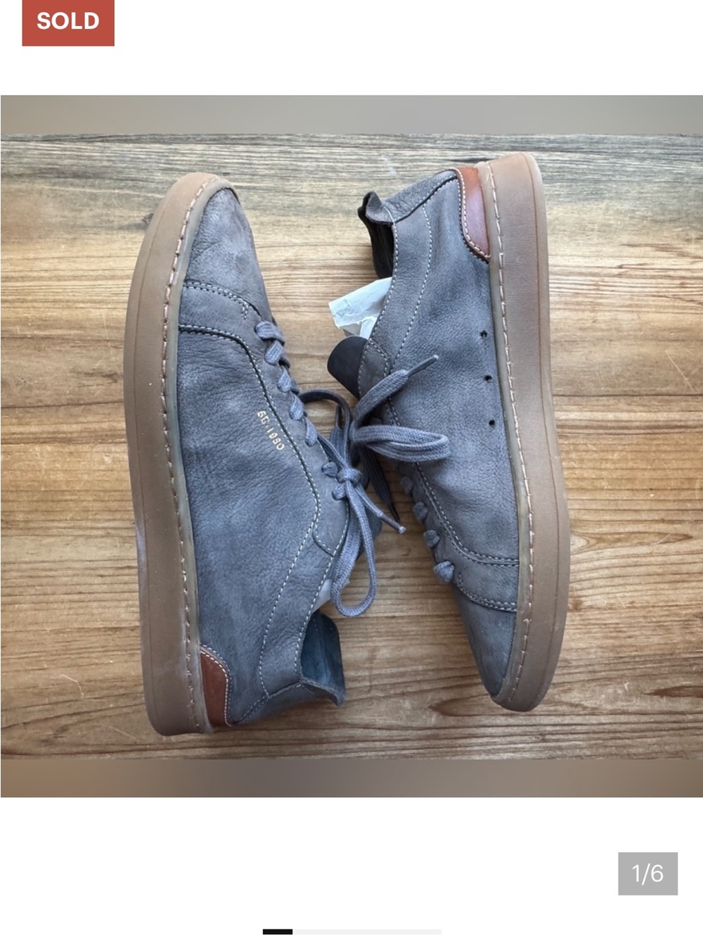 Sam Edelman JAYME Gray Leather Low-Top Sneakers with Gum Sole